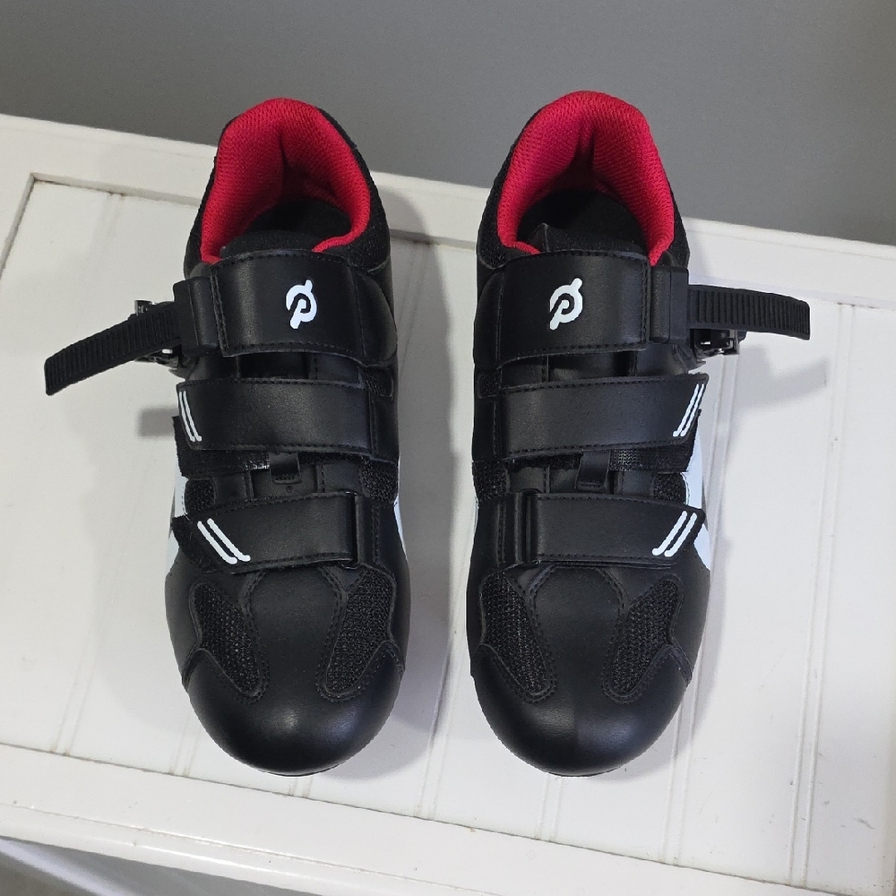 Peloton Black Cycling Shoes with Red Soles